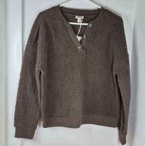A.N.A Women's Size Medium Brown Sherpa Sweater NWT